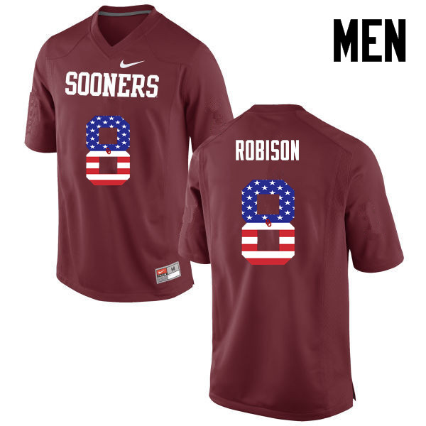 Men Oklahoma Sooners #8 Chris Robison College Football USA Flag Fashion Jerseys-Crimson